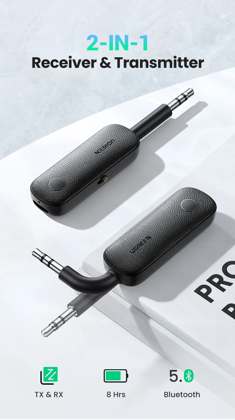 UGREEN CM403 2in1 Aux Bluetooth 5.0 Adapter