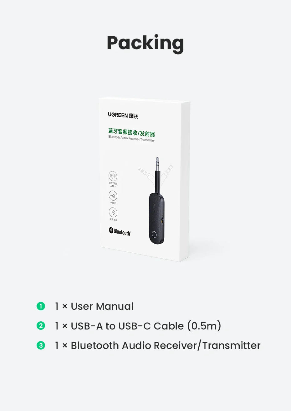 UGREEN CM403 2in1 Aux Bluetooth 5.0 Adapter