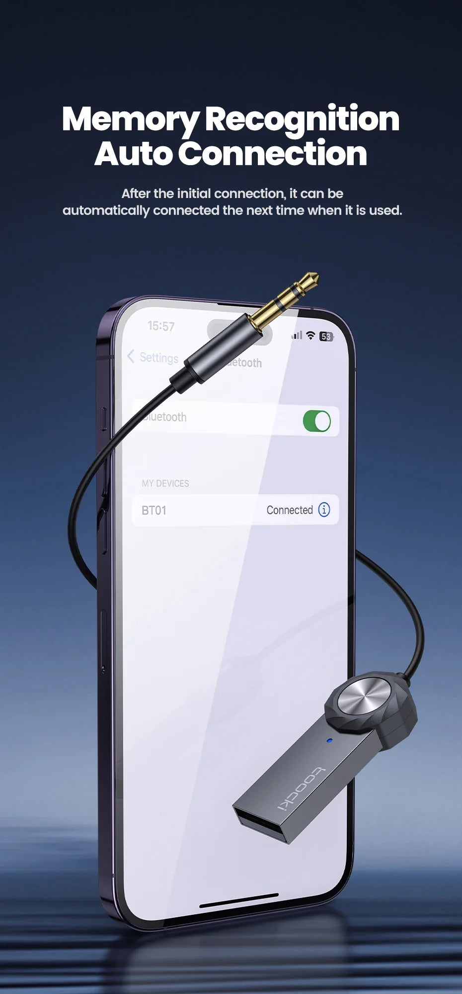 TOOCKI BT01 USB to Aux Bluetooth 5.1 Adapter