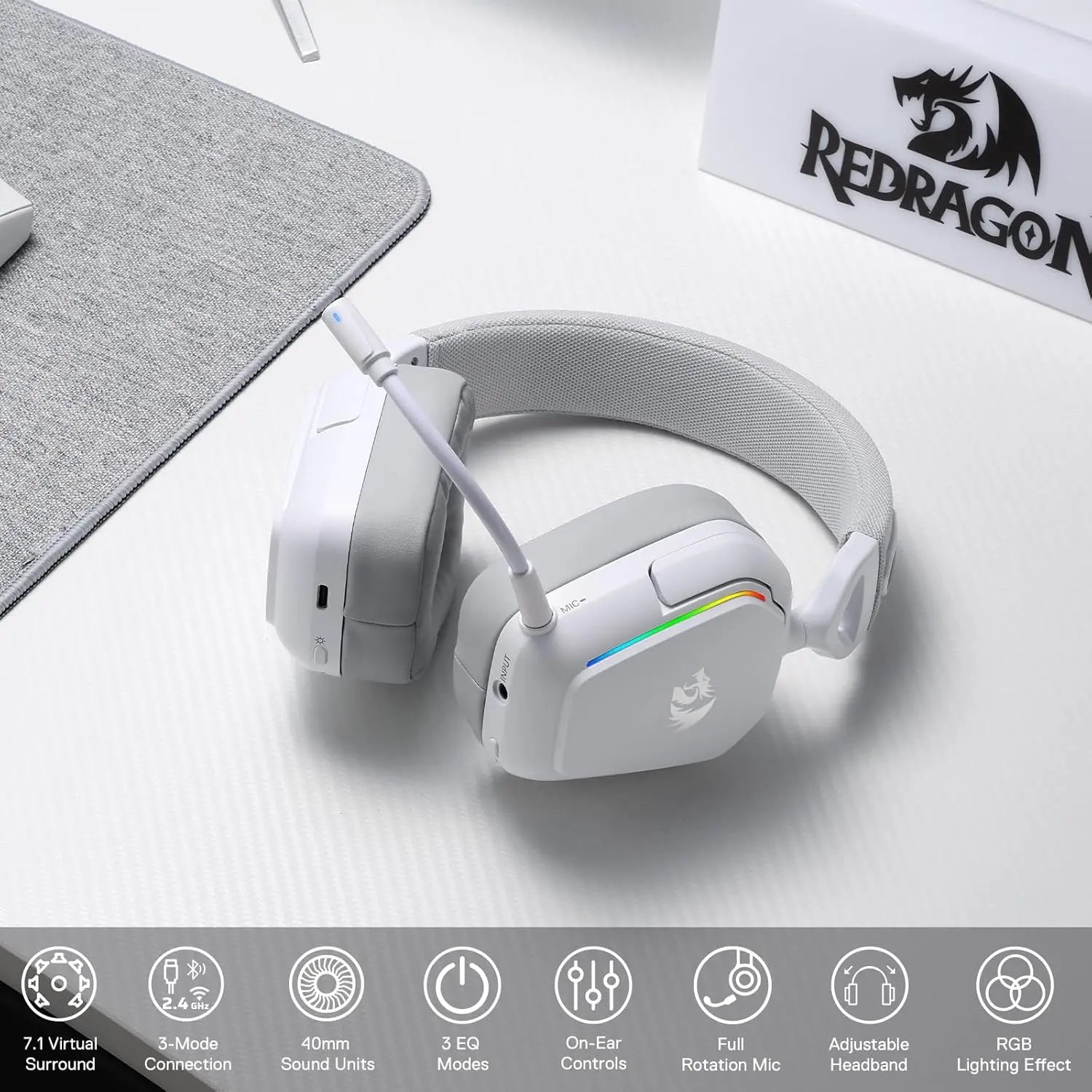 REDRAGON H868 RGB Bluetooth Wireless Gaming Headset