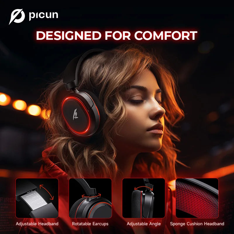 PICUN G2 Surround Sound Bluetooth Wireless Gaming Headset