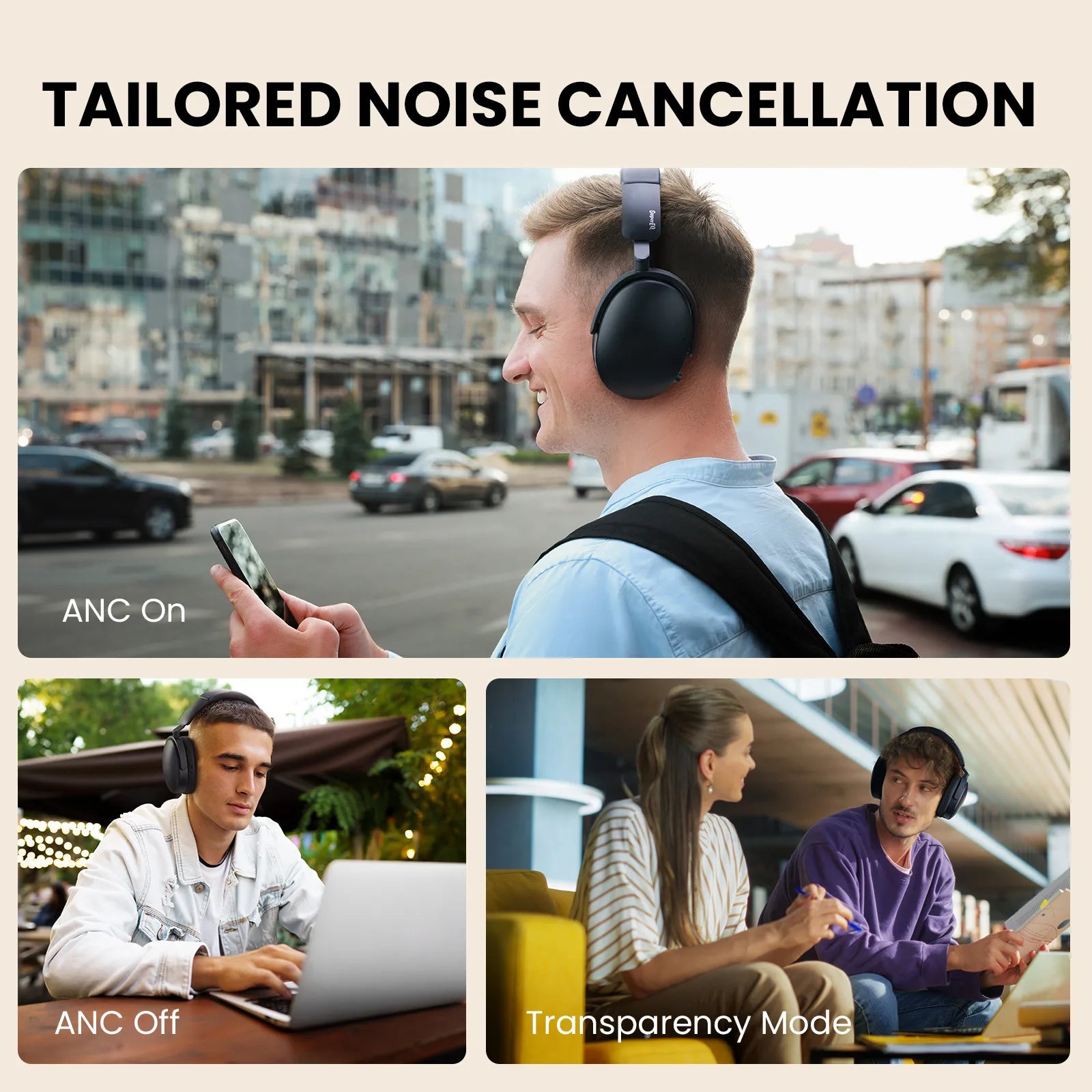 ONEODIO SuperEQ A200 ANC Bluetooth Wireless Headphones