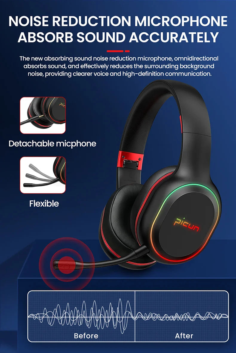 PICUN P80X RGB Bluetooth Wireless Gaming Headset