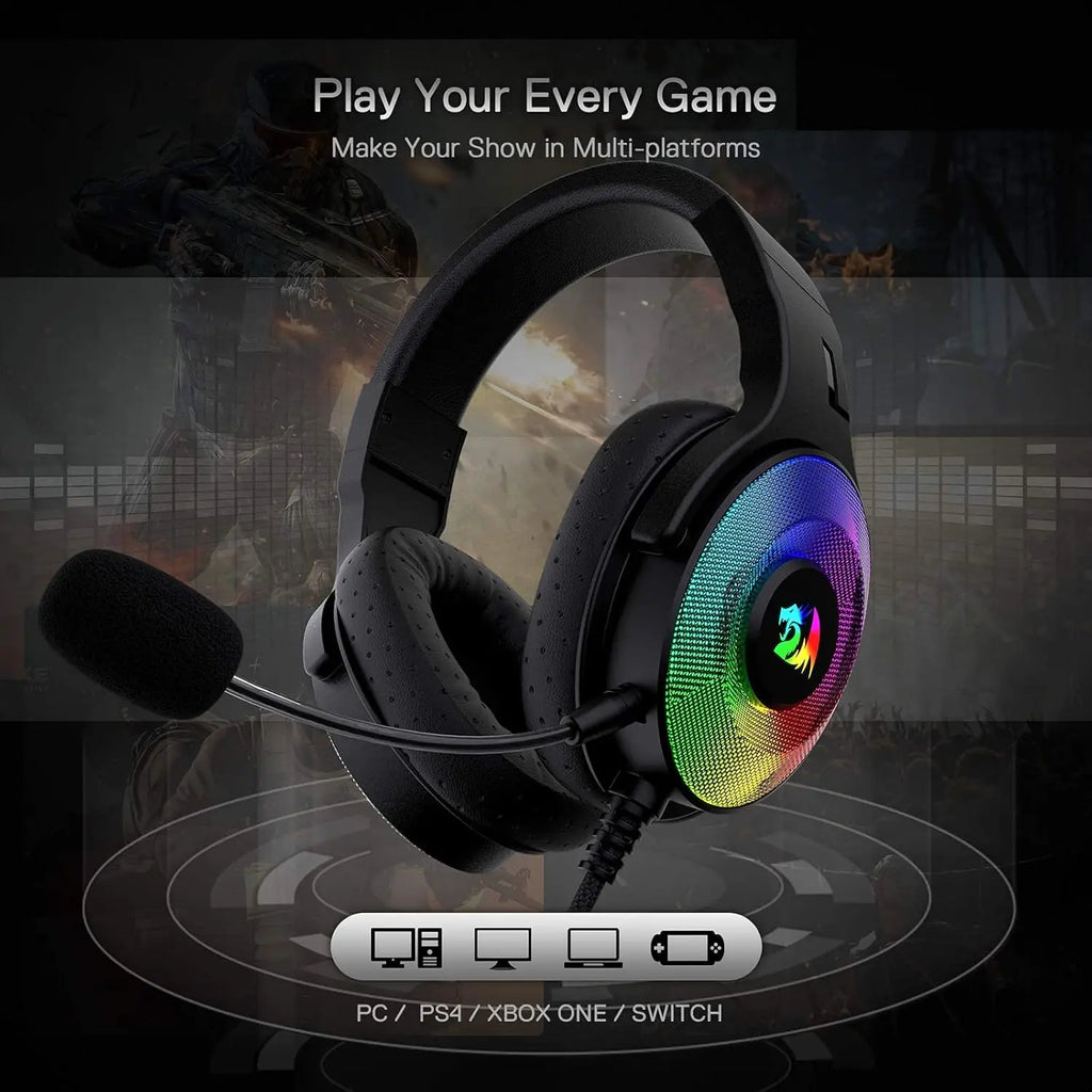 REDRAGON H350 Pandora 2 RGB Wired Gaming Headset - Black