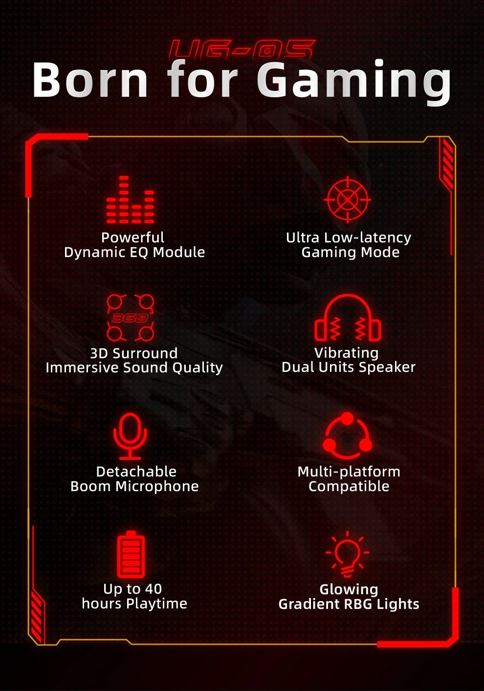 KOFIRE UG-05 RGB Wireless Gaming Headset