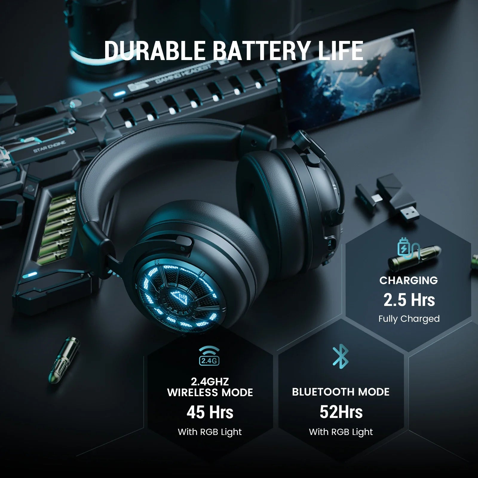 EKSA StarEngine RGB Bluetooth Wireless Gaming Headset