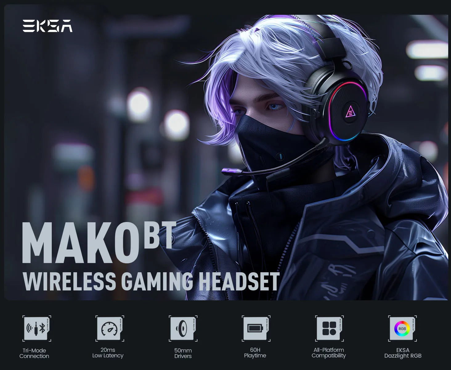 EKSA Mako Bluetooth Wireless Gaming Headset