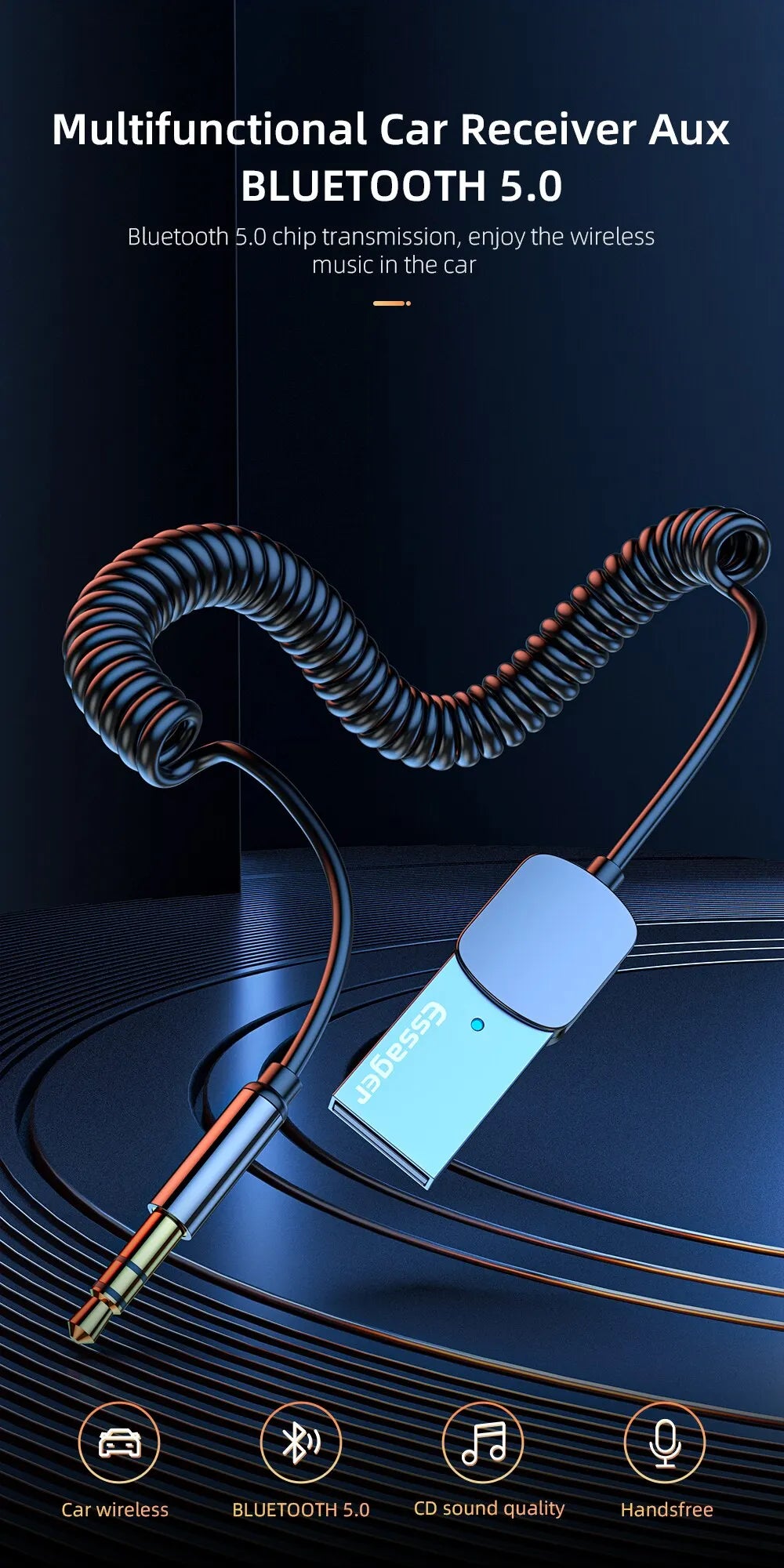 ESSAGER EB01 Aux Bluetooth 5.0 USB Adapter