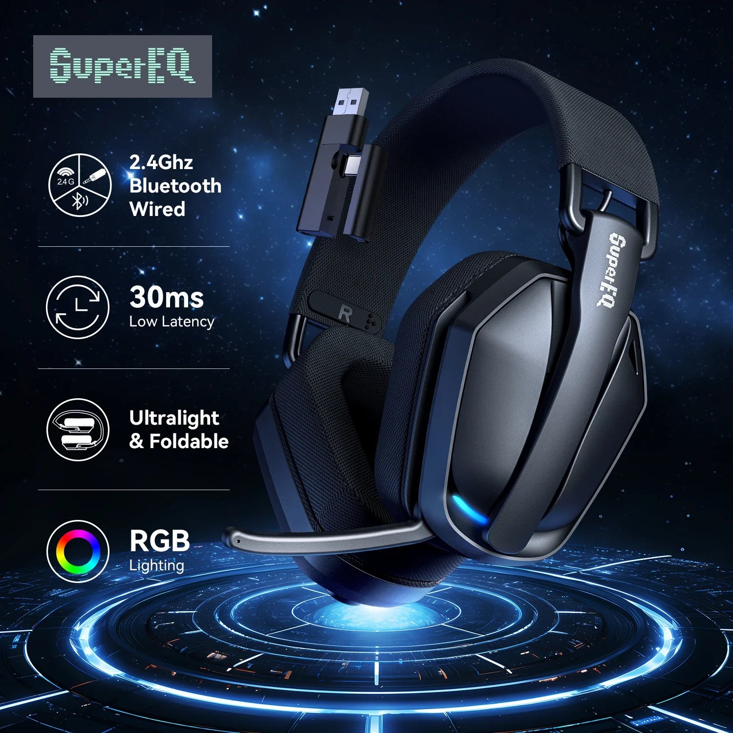 ONEODIO SuperEQ G19BT Bluetooth Wireless Gaming Headset