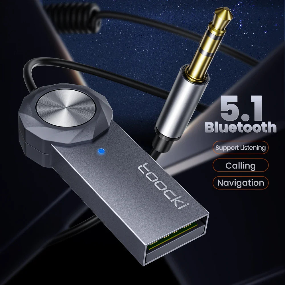 TOOCKI BT01 USB to Aux Bluetooth 5.1 Adapter