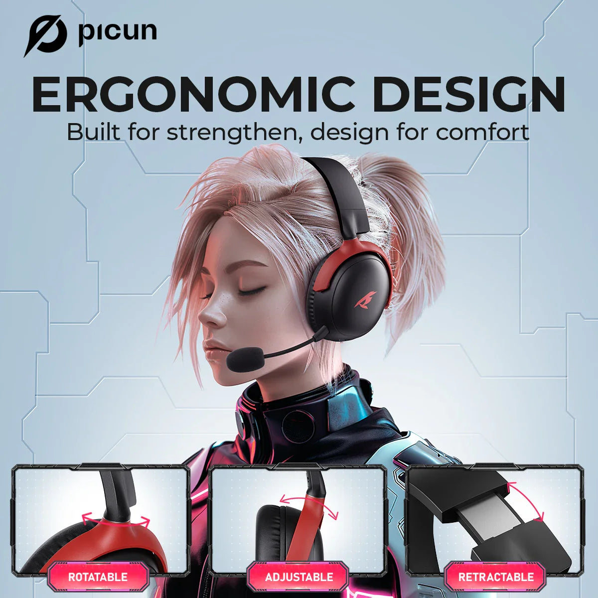 PICUN G3 Surround Sound Wireless Gaming Headset