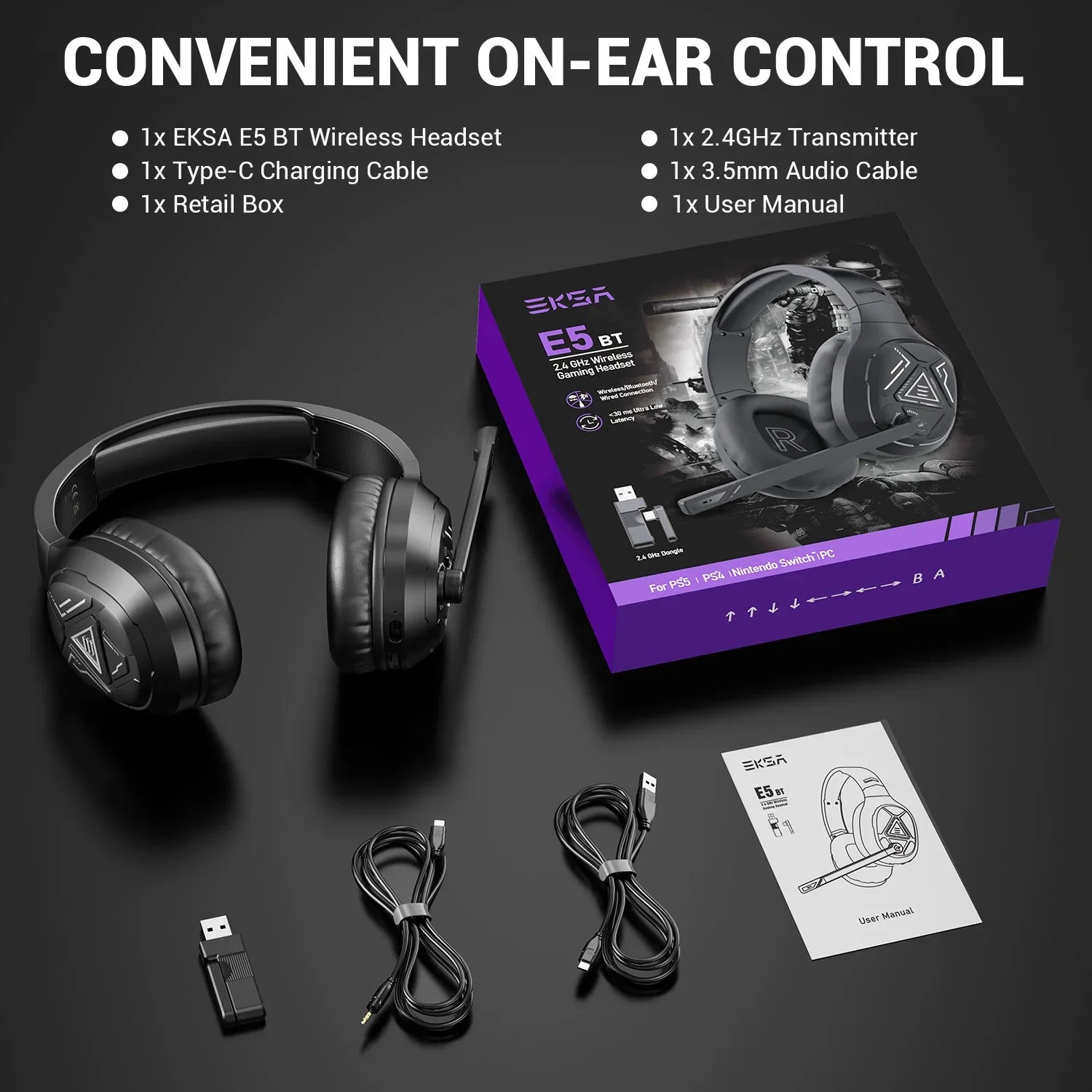 EKSA E5 Bluetooth Wireless Gaming Headset