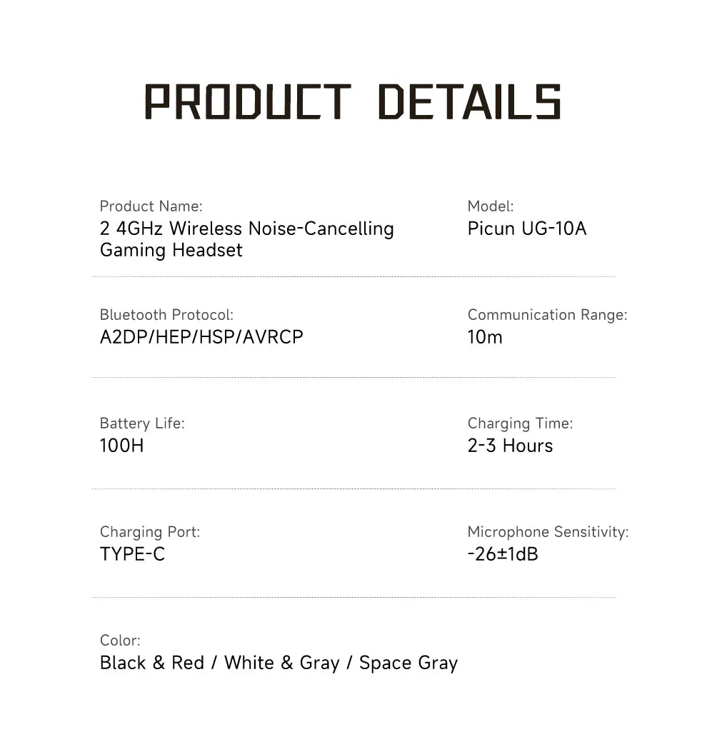 PICUN UG-10A ANC Wireless Gaming Headset