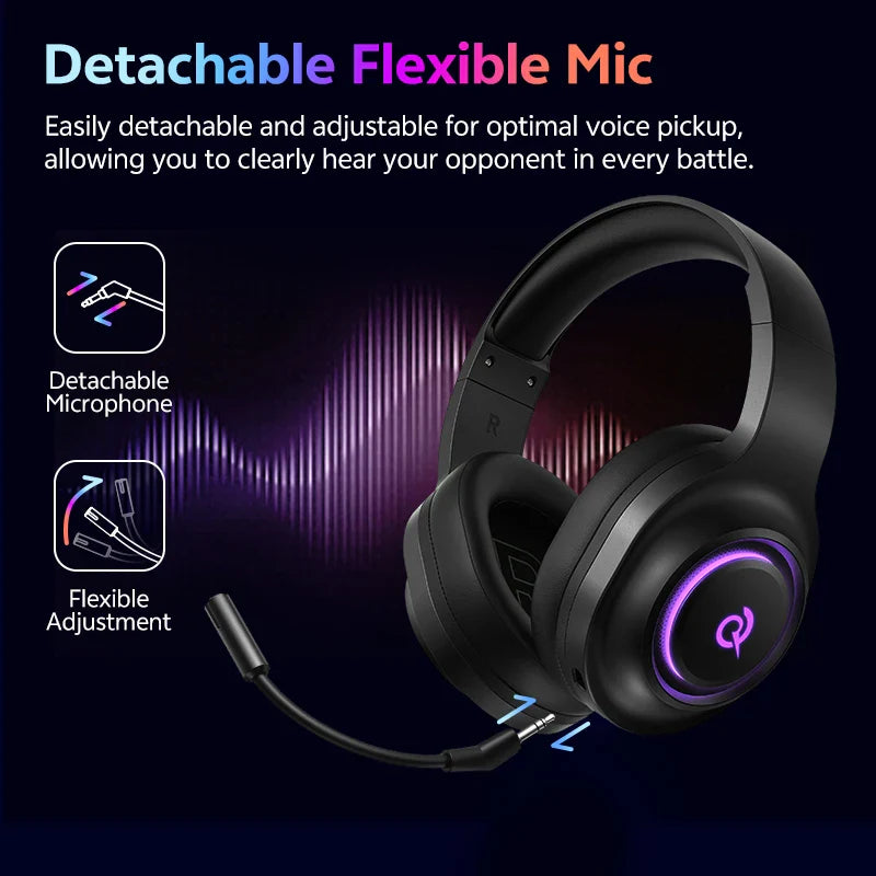 QCY Heroad V200 RGB Bluetooth Wireless Gaming Headphones
