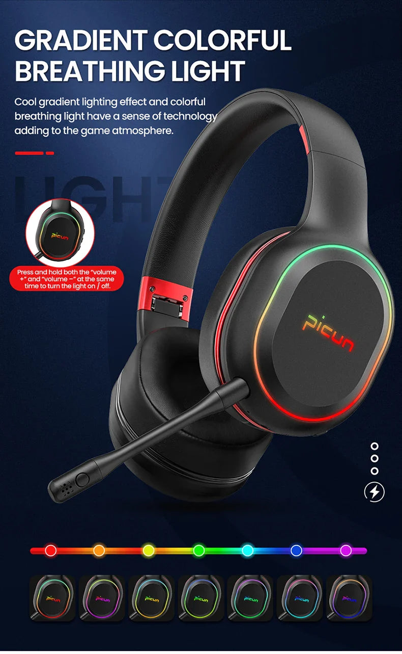 PICUN P80X RGB Bluetooth Wireless Gaming Headset