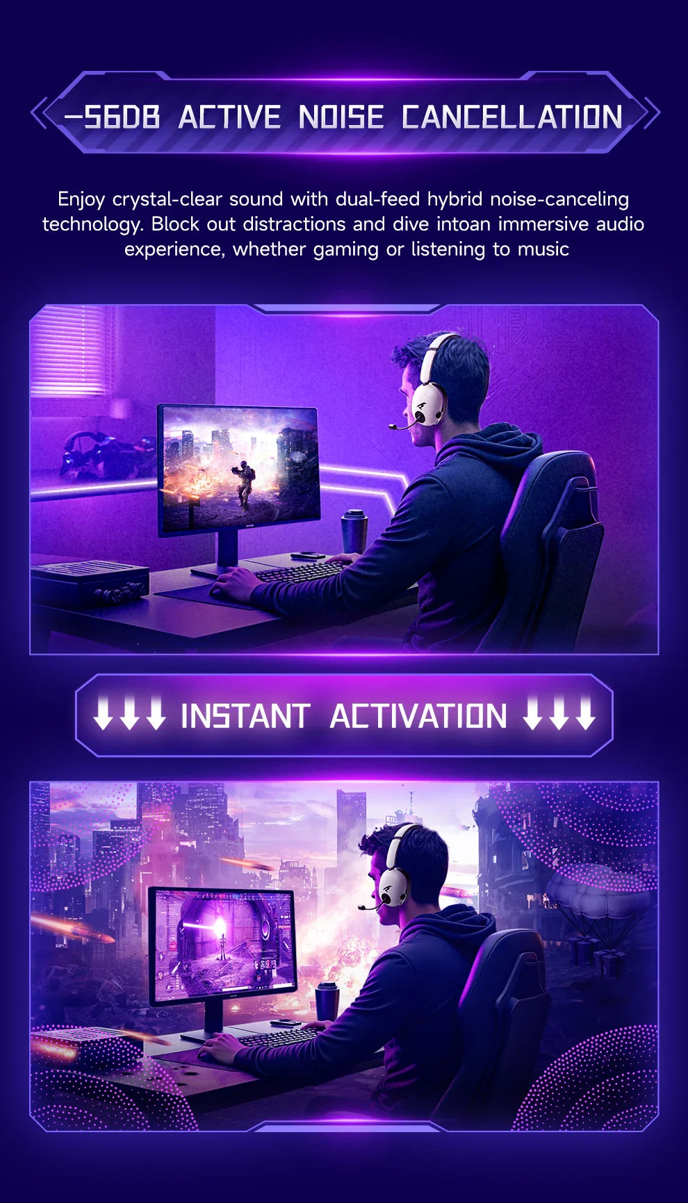 PICUN UG-10A ANC Wireless Gaming Headset