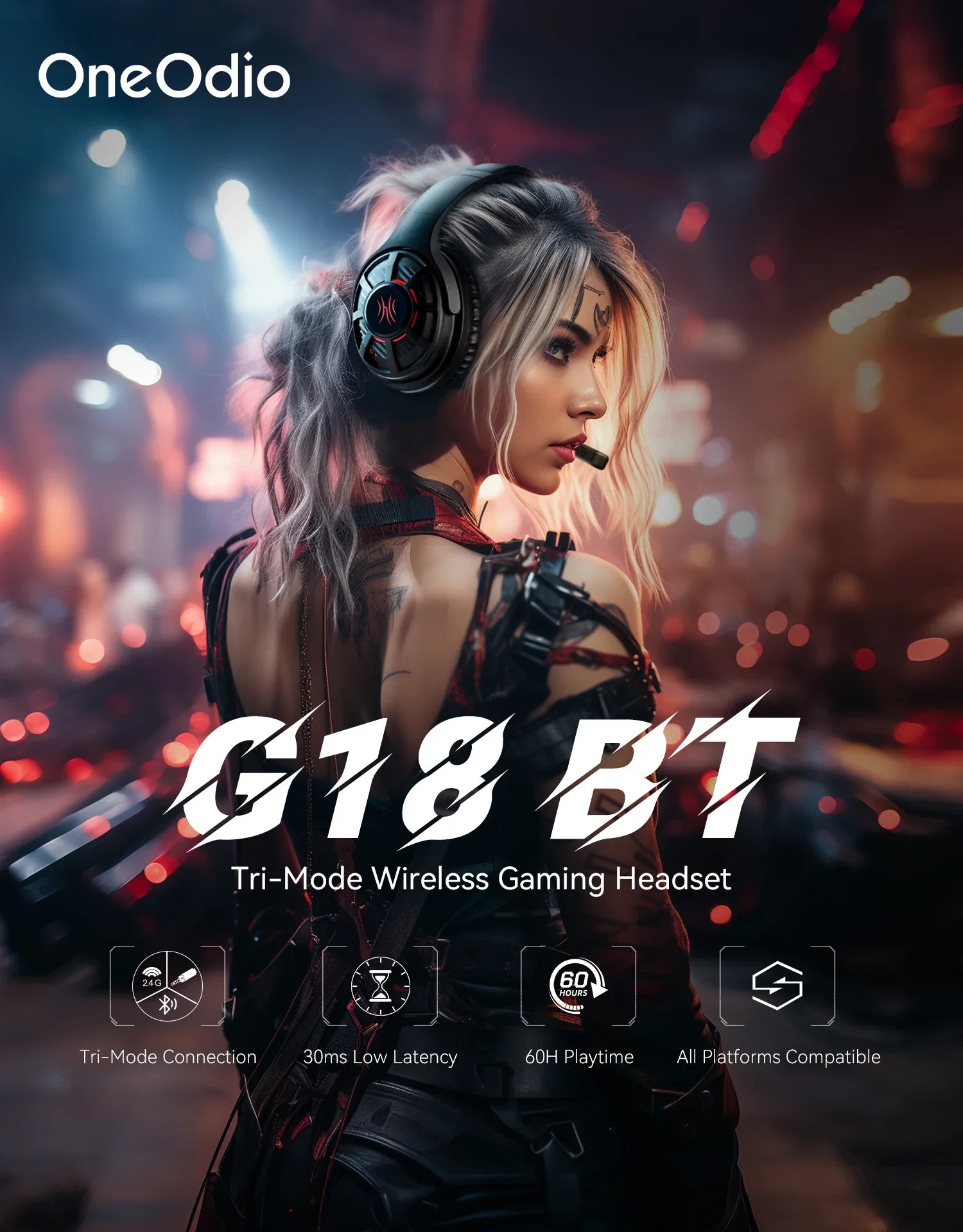 ONEODIO G18BT Bluetooth Wireless Gaming Headset