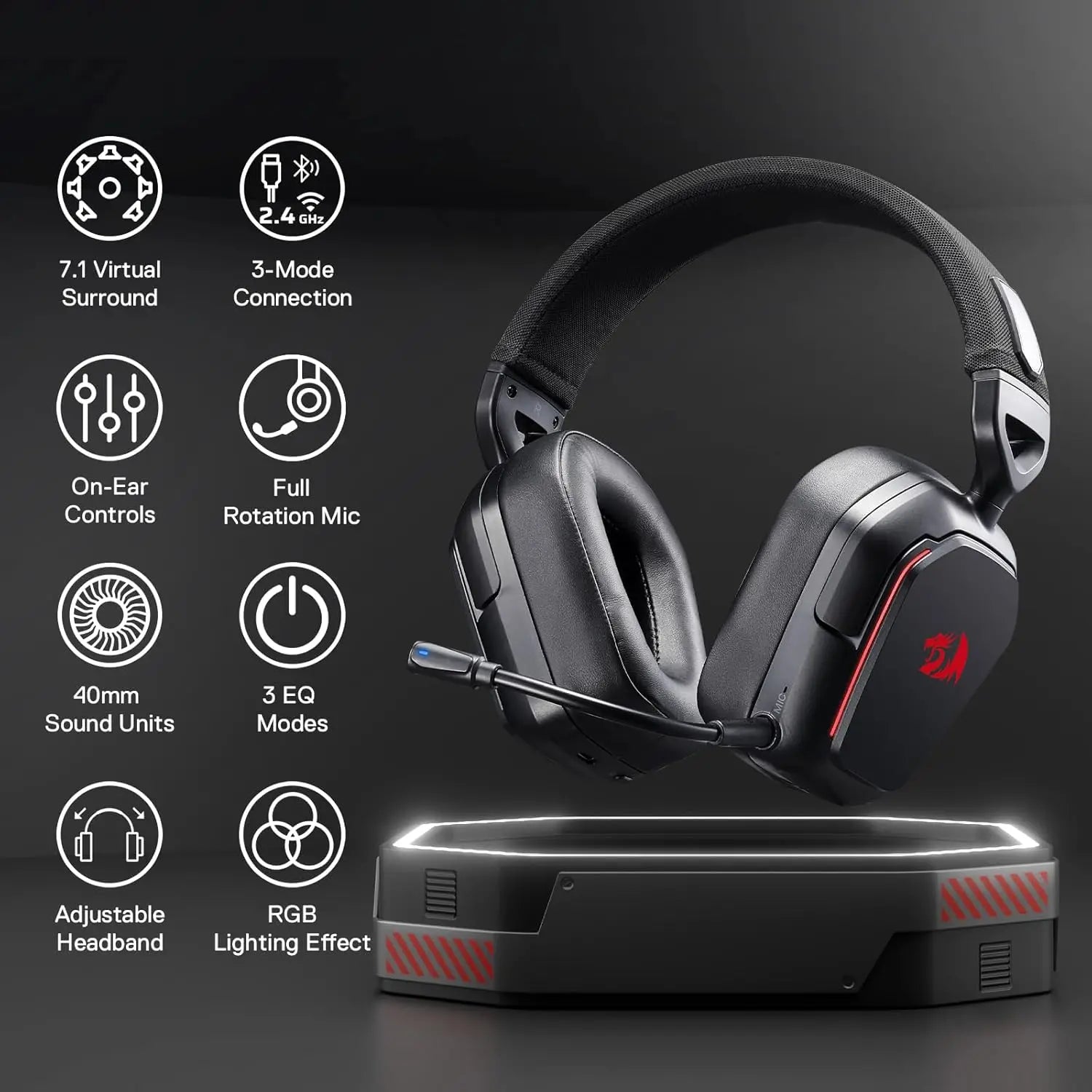 REDRAGON H868 Mira RGB Bluetooth Wireless Gaming Headset