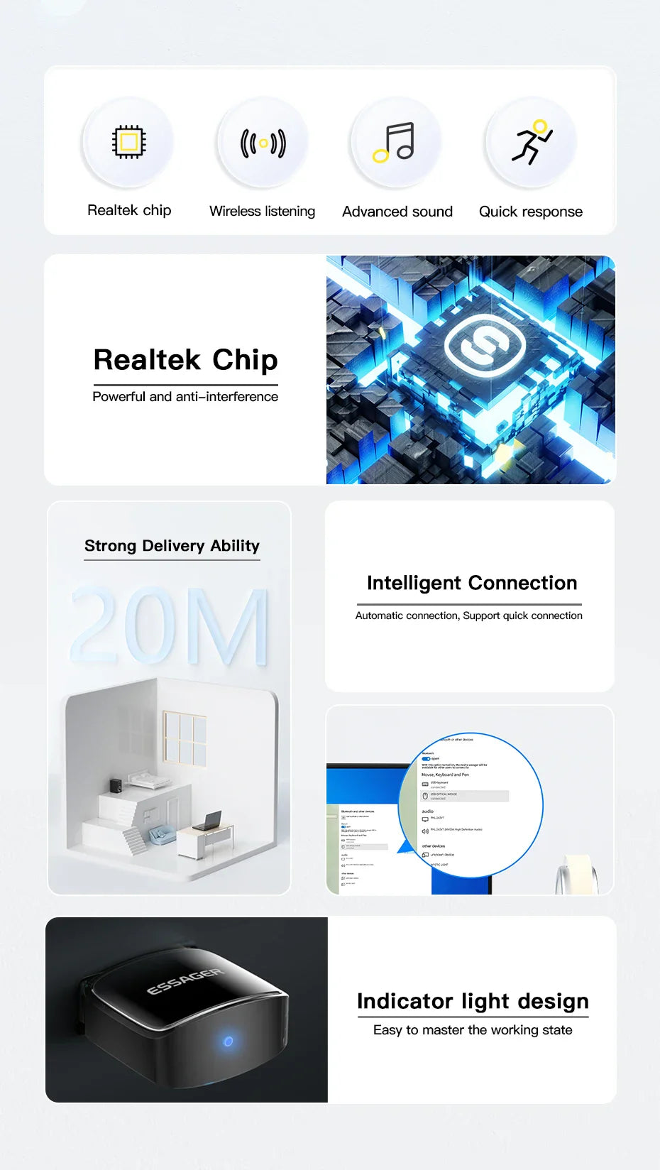 ESSAGER BT06 Bluetooth 5.0 USB Adapter