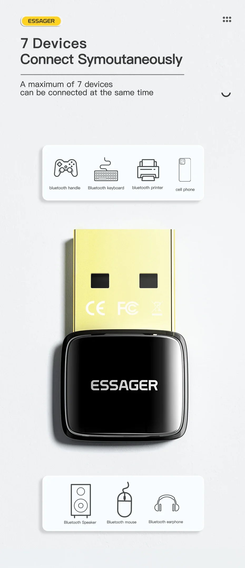 ESSAGER BT06 Bluetooth 5.0 USB Adapter