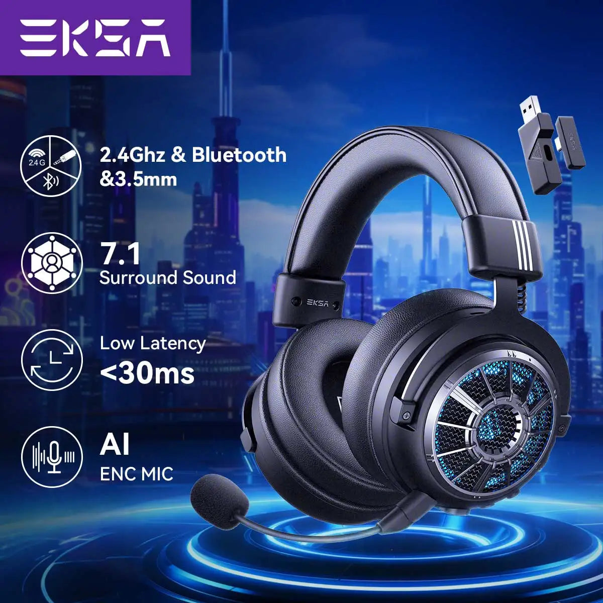 EKSA StarEngine RGB Bluetooth Wireless Gaming Headset