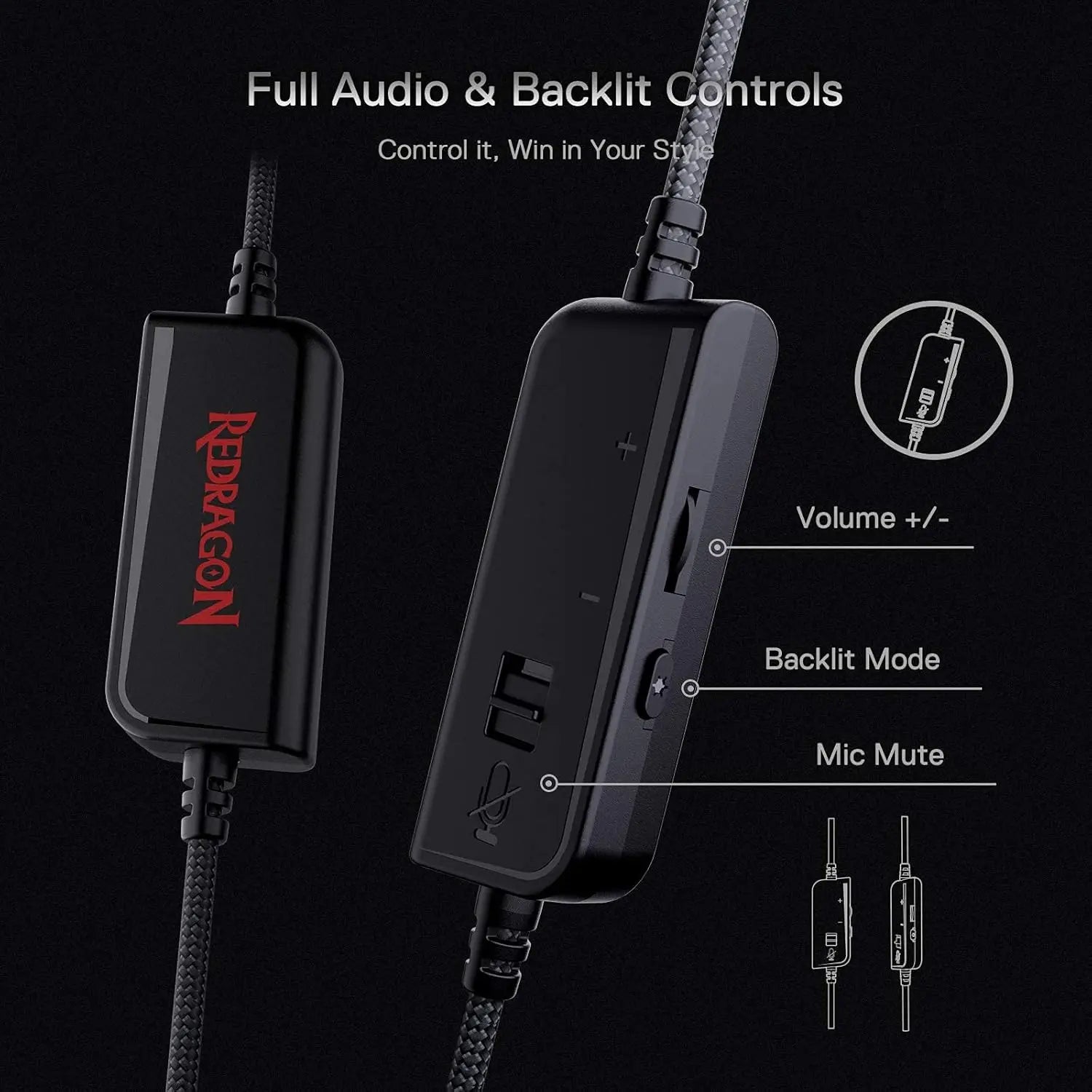 REDRAGON H350 Pandora 2 RGB Wired Gaming Headset - Black