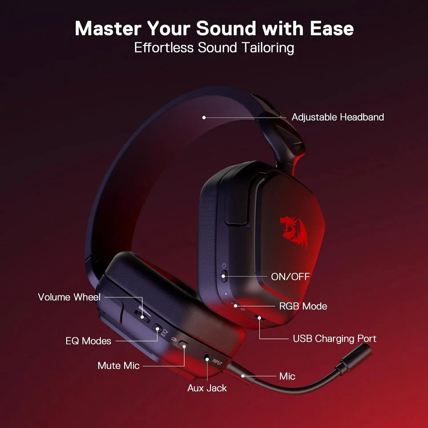 REDRAGON H868 Mira RGB Bluetooth Wireless Gaming Headset