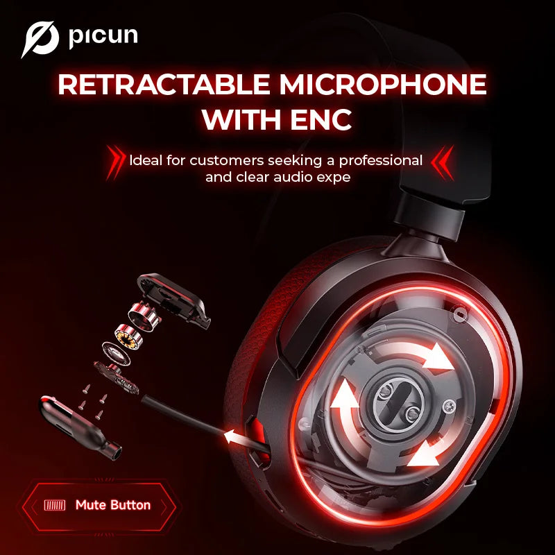 PICUN G2 Surround Sound Bluetooth Wireless Gaming Headset