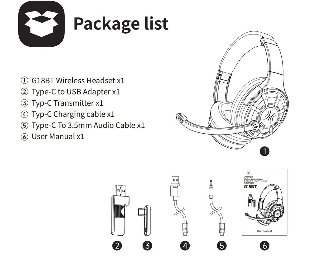 ONEODIO G18BT Bluetooth Wireless Gaming Headset