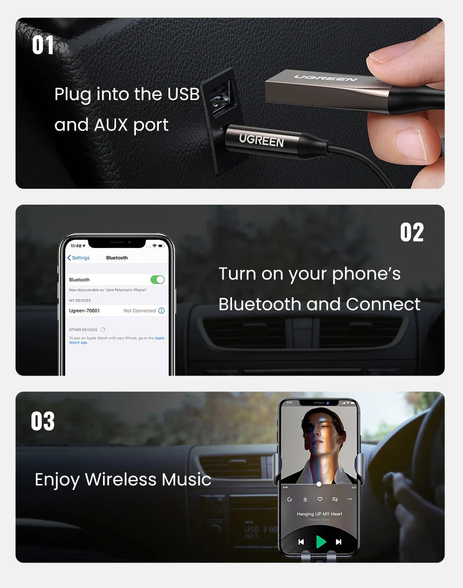UGREEN CM309 USB to Aux Bluetooth 5.3 Adapter