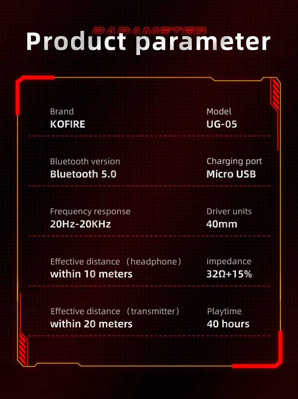 KOFIRE UG-05 RGB Wireless Gaming Headset