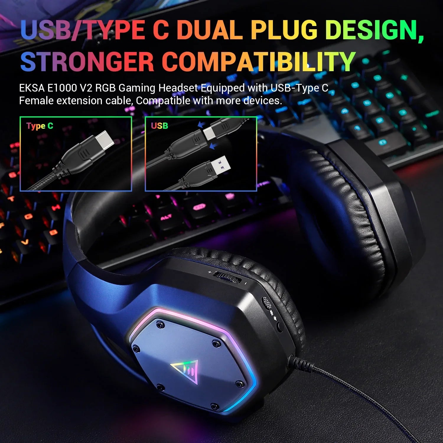 EKSA E1000 V2 2in1 Wired Gaming Headset