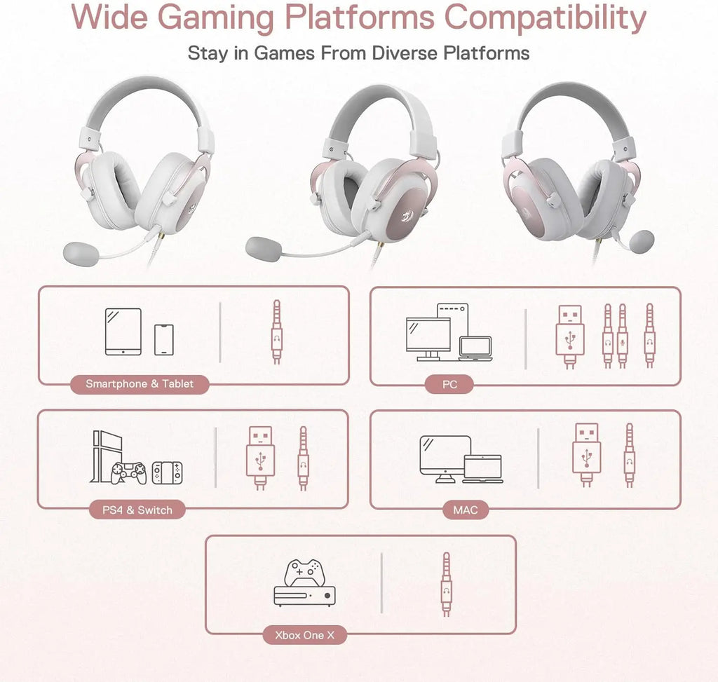 REDRAGON H510 Zeus Wired Gaming Headset - Pink
