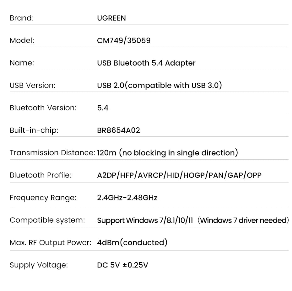 UGREEN CM656 USB Bluetooth 5.4 Adapter
