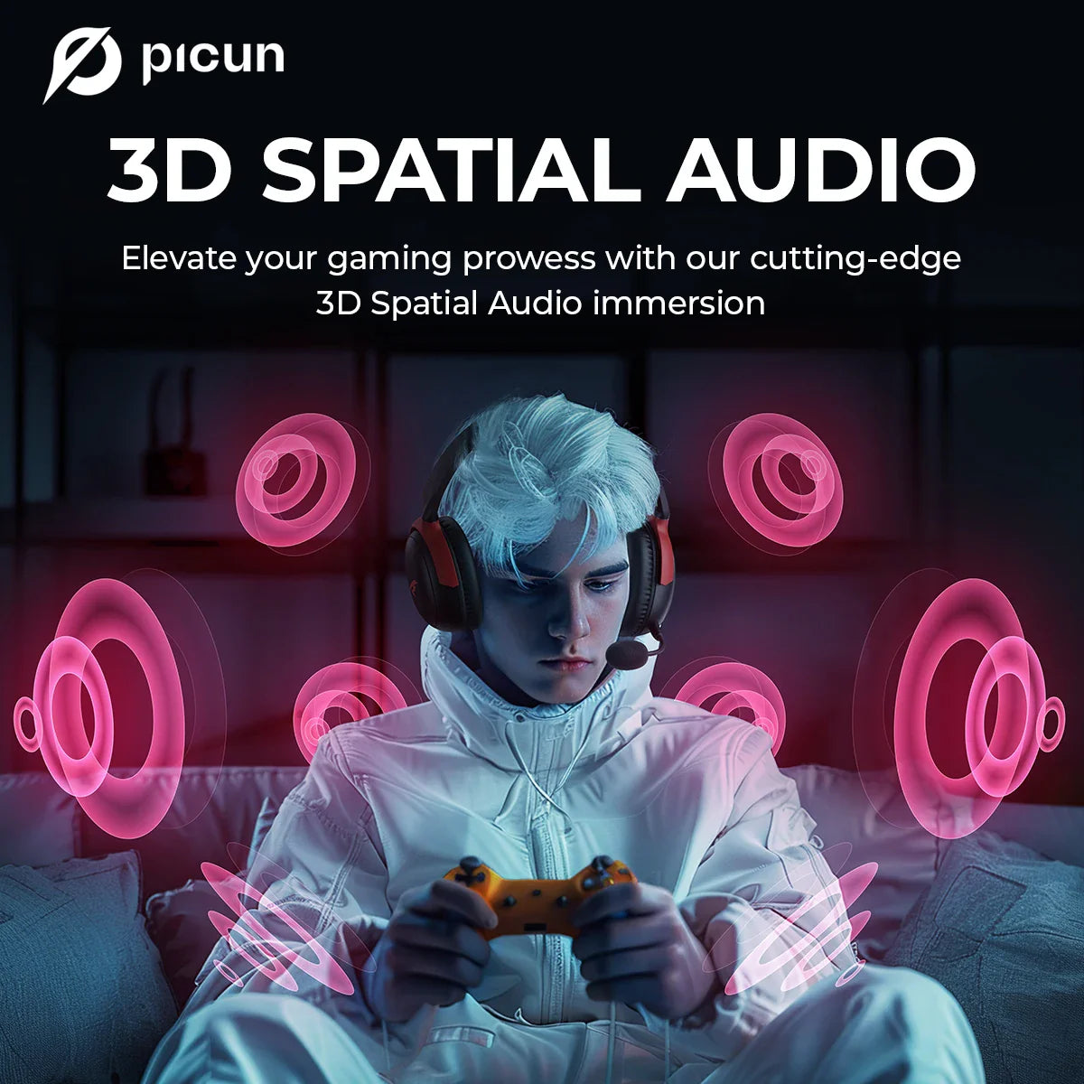 PICUN G3 Surround Sound Wireless Gaming Headset