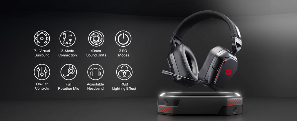 REDRAGON H868 Mira RGB Bluetooth Wireless Gaming Headset